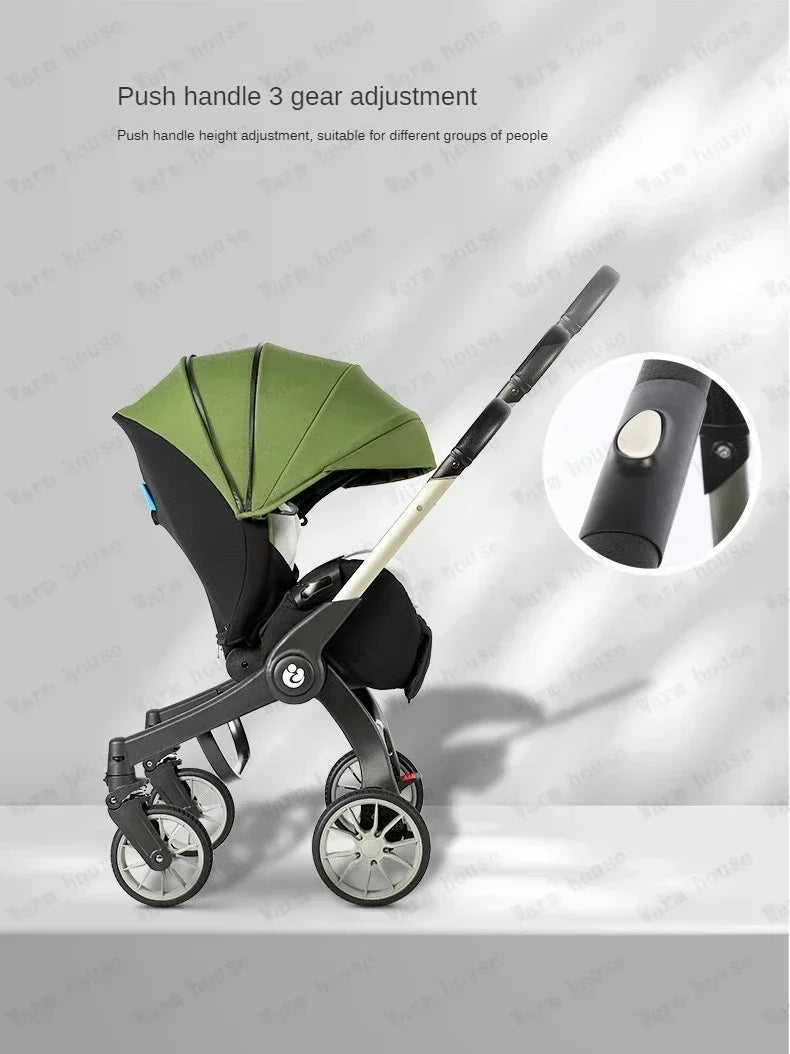 Poussette 4-en-1 multifonctionnelle pliable avec siège auto bébé EU Stock