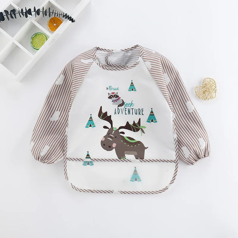 Bavoir tablier imperméable bébé manches longues - smock alimentation enfant plastron bavette vêtement