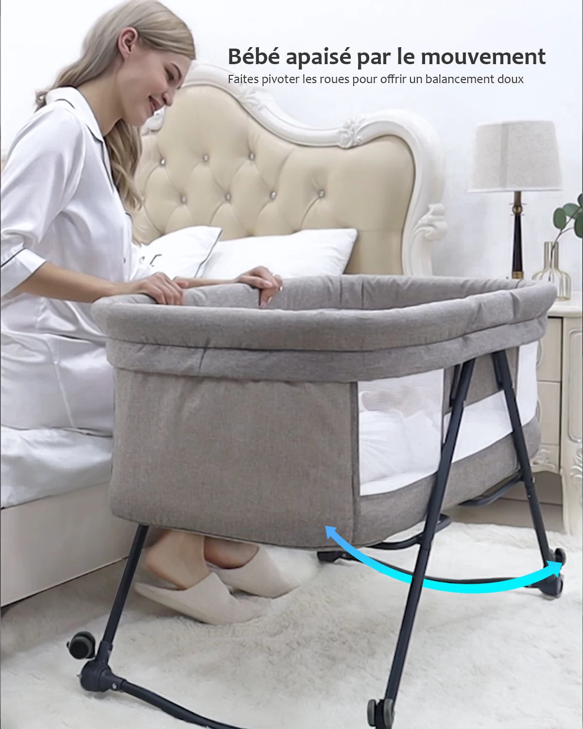 Lit de voyage bébé pliable avec matelas et roulettes silencieuses - cododo XYT-001