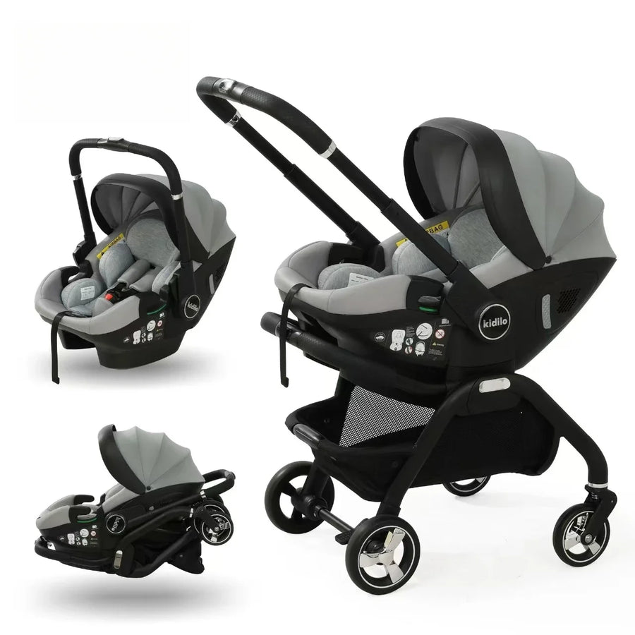 Poussette 3-en-1 portable Bouni — Nacelle nouveau-né siège auto certifié EU