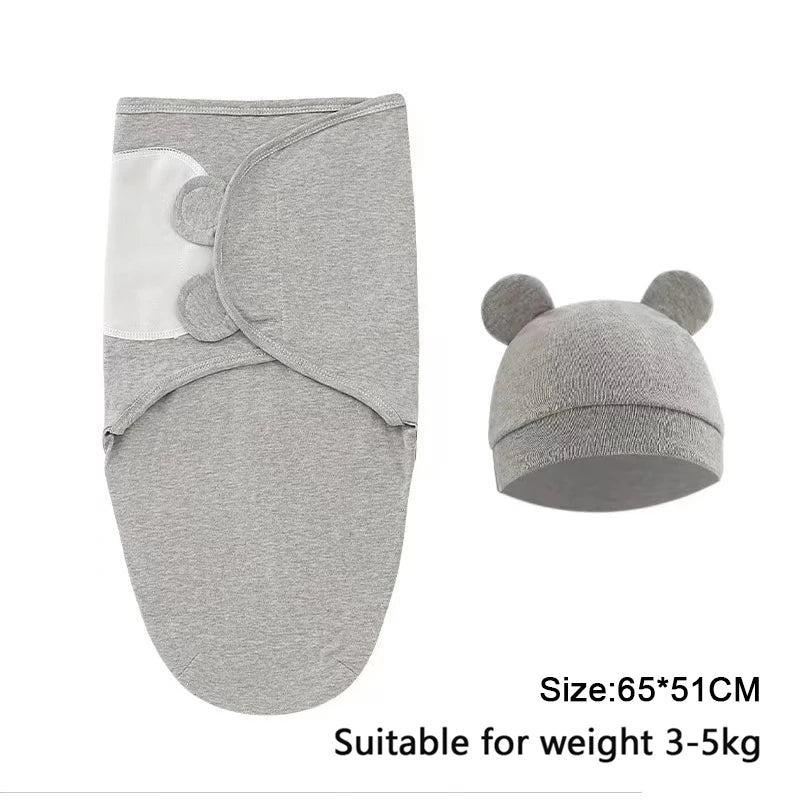 Ensemble couverture et bonnet pour nouveau-né en coton 0-6 mois
