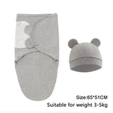 Ensemble couverture et bonnet pour nouveau-né en coton 0-6 mois