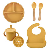Set vaisselle bébé silicone sans BPA Mybooni — Bol ventouse assiette tasse couverts
