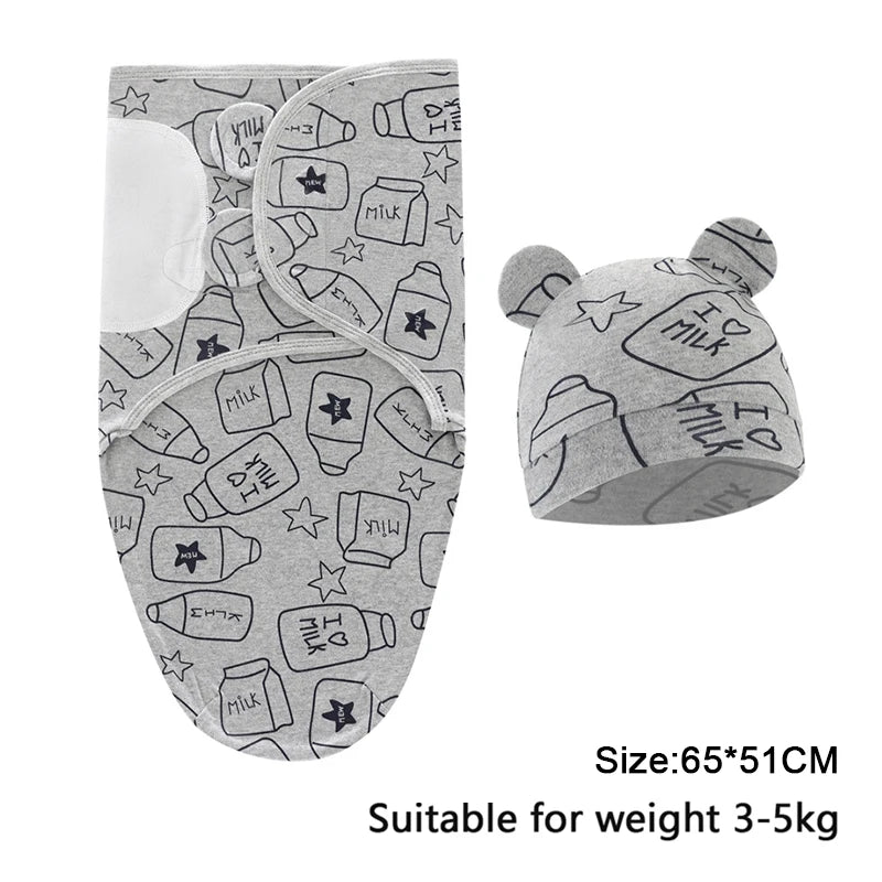 Ensemble couverture et bonnet pour nouveau-né en coton 0-6 mois