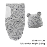 Ensemble couverture et bonnet pour nouveau-né en coton 0-6 mois