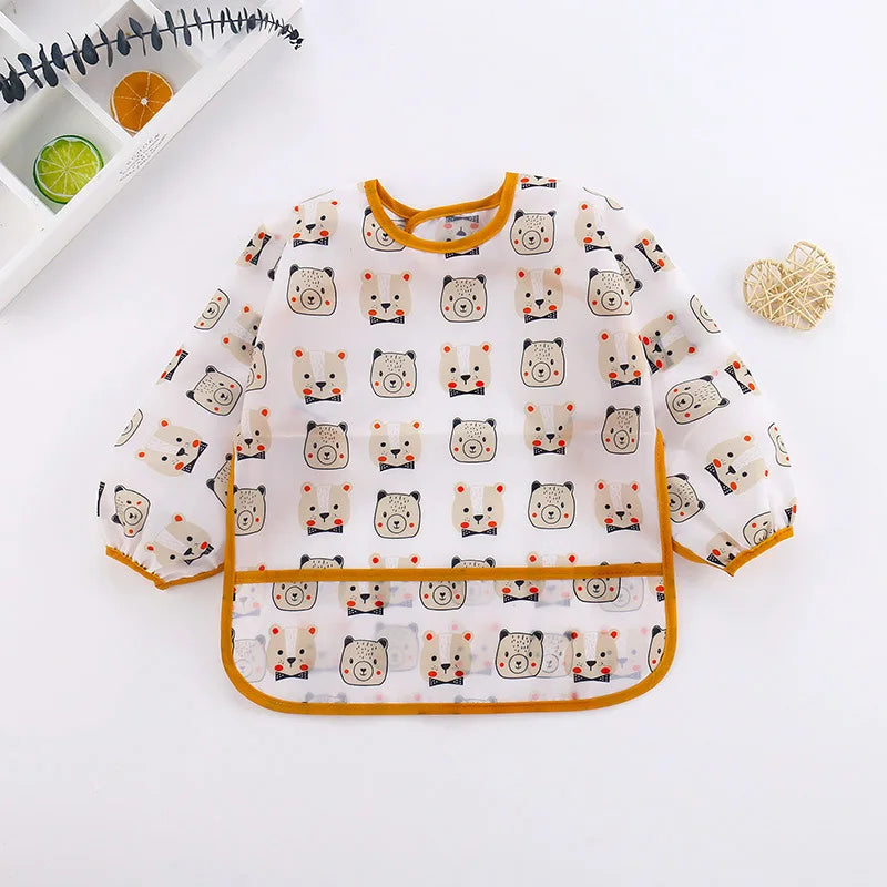 Bavoir tablier imperméable bébé manches longues - smock alimentation enfant plastron bavette vêtement