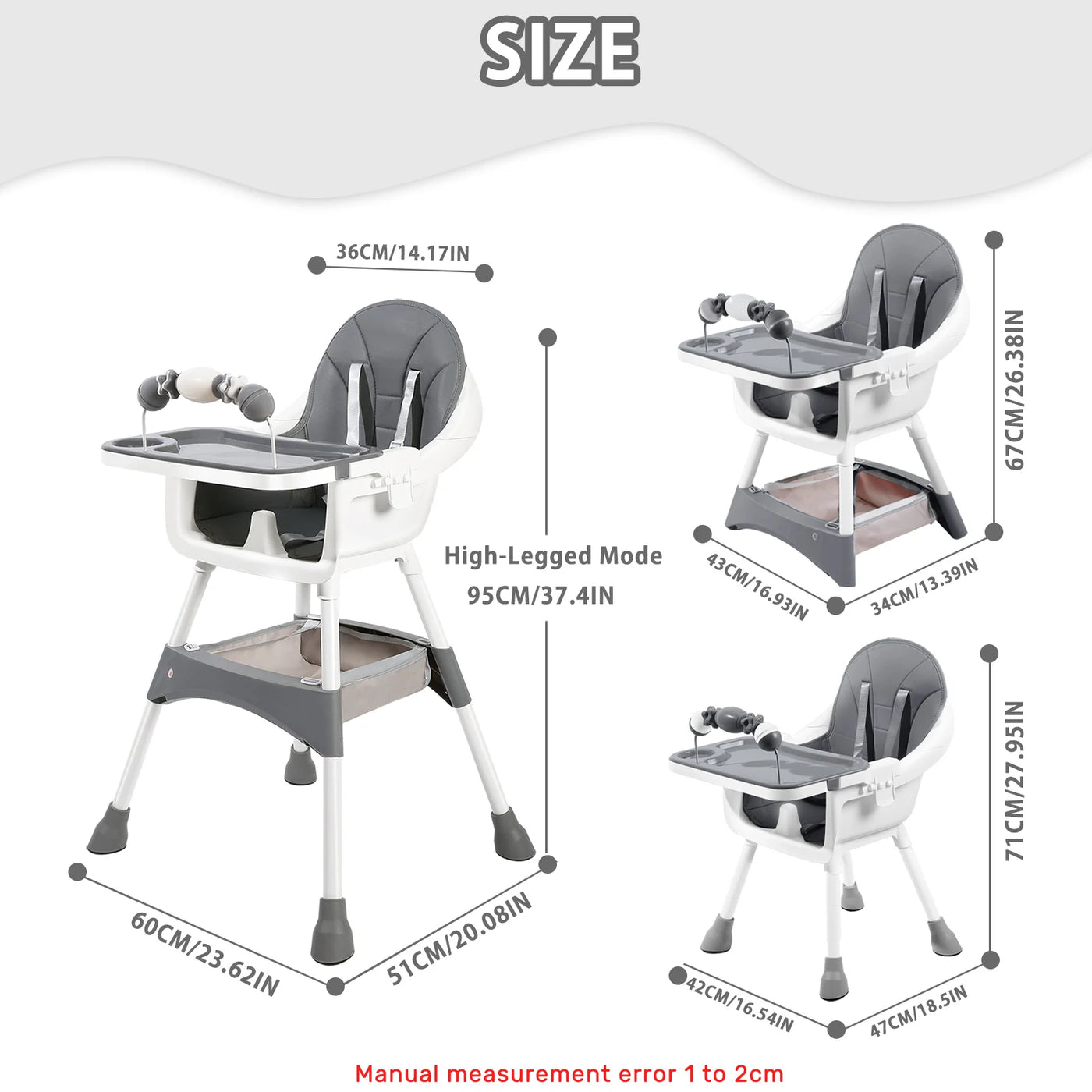 Chaise haute portable convertible Mybooni — Double plateau repas et jeux