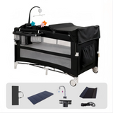 Lit bébé pliant portable hauteur réglable - berceau multifonction anti-basculement respirant côté dormeur