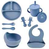 Set vaisselle bébé silicone sans BPA Mybooni — Bol ventouse assiette tasse couverts