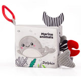 Livre tissu bébé Mybooni — Noir et blanc activités sensorielles nouveau-né