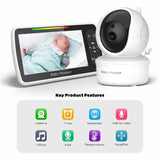 Babyphone vidéo Babystar 5 pouces PTZ télécommande - audio bidirectionnel VOX berceuses bébé
