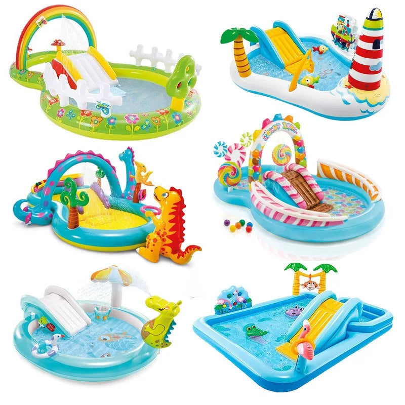 PVC Children's Inflatable Paddling Pool Crocodi en situation d'utilisation