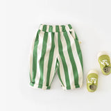 Pantalon rayé taille haute enfant MILANCEL - style coréen décontracté