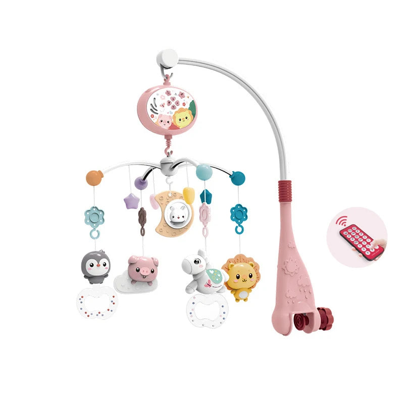 Mobile musical lumineux et projecteur pour lit bébé - télécommande jouet nouveau-né