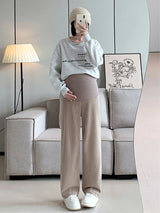 Pantalon maternité jambe large Mybooni — Taille haute décontracté femme enceinte