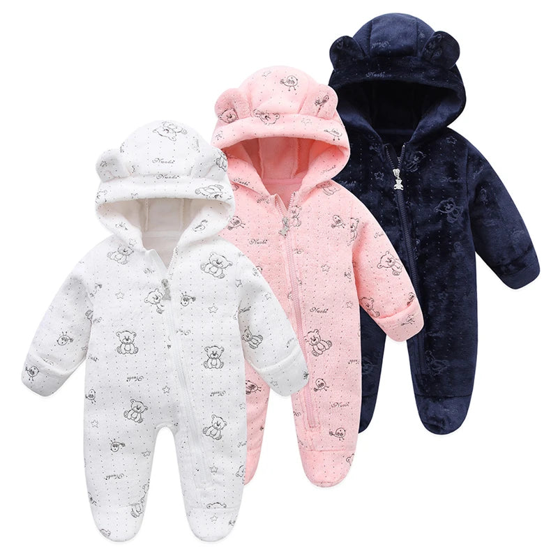 Grenouillère bébé flanelle douce chaude - combinaison imprimée cartoon automne-hiver 0-19 mois