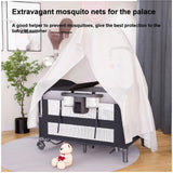 Lit bébé pliant portable hauteur réglable - berceau multifonction anti-basculement respirant côté dormeur