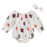 Ensemble bébé fille body fleuri Mybooni — Manches longues et bandeau nœud