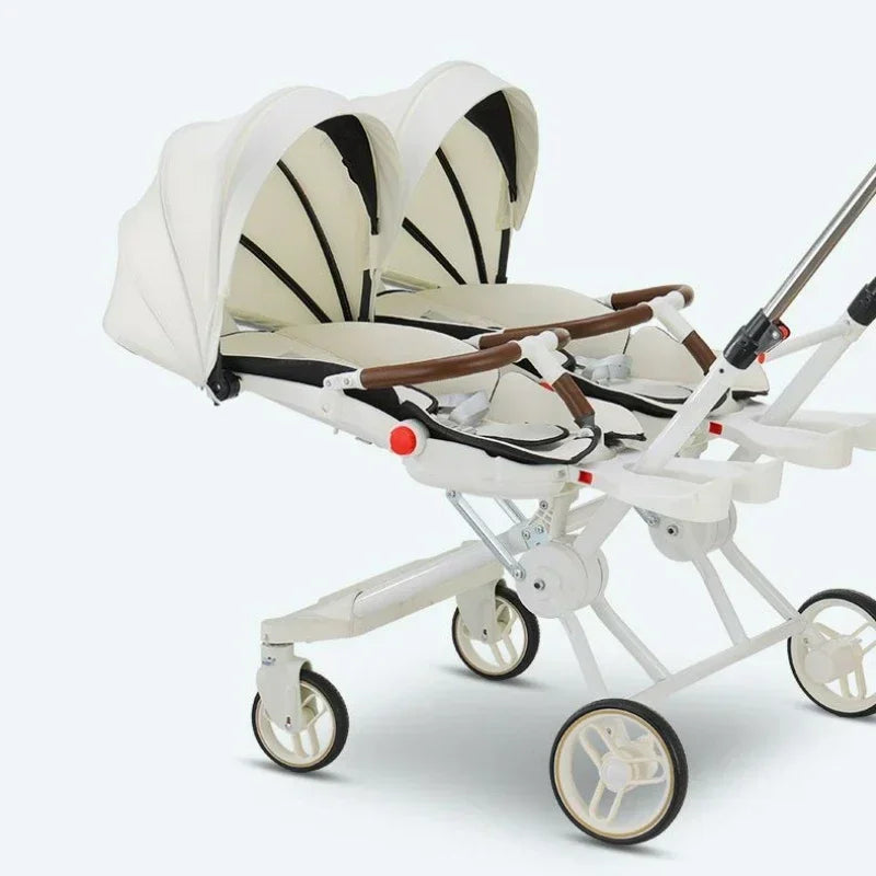 Poussette double jumeaux légère Mybooni — Deux sièges assise et allongée
