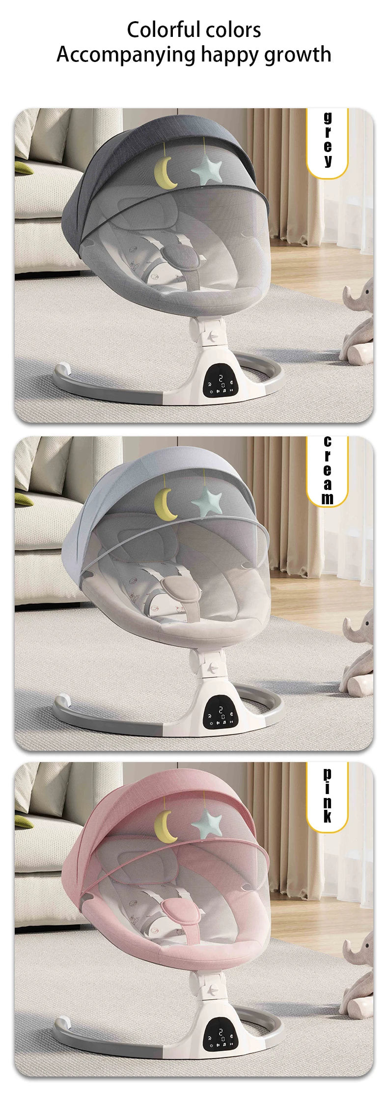Berceau électrique bébé Bluetooth musique télécommande moustiquaire multifonctionnel