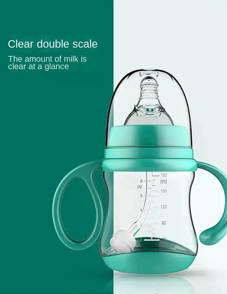 Biberon silicone anti-chute avec paille et poignée isolante