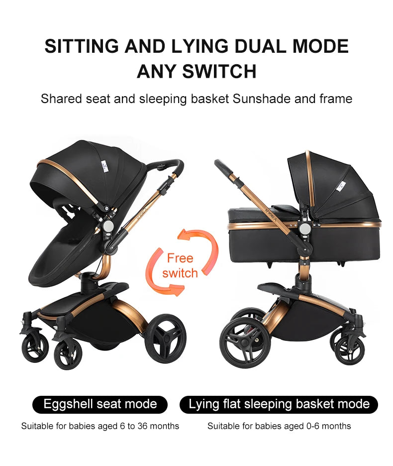 Poussette de luxe 3-en-1 Bouni — Avec siège auto pour nouveau-né