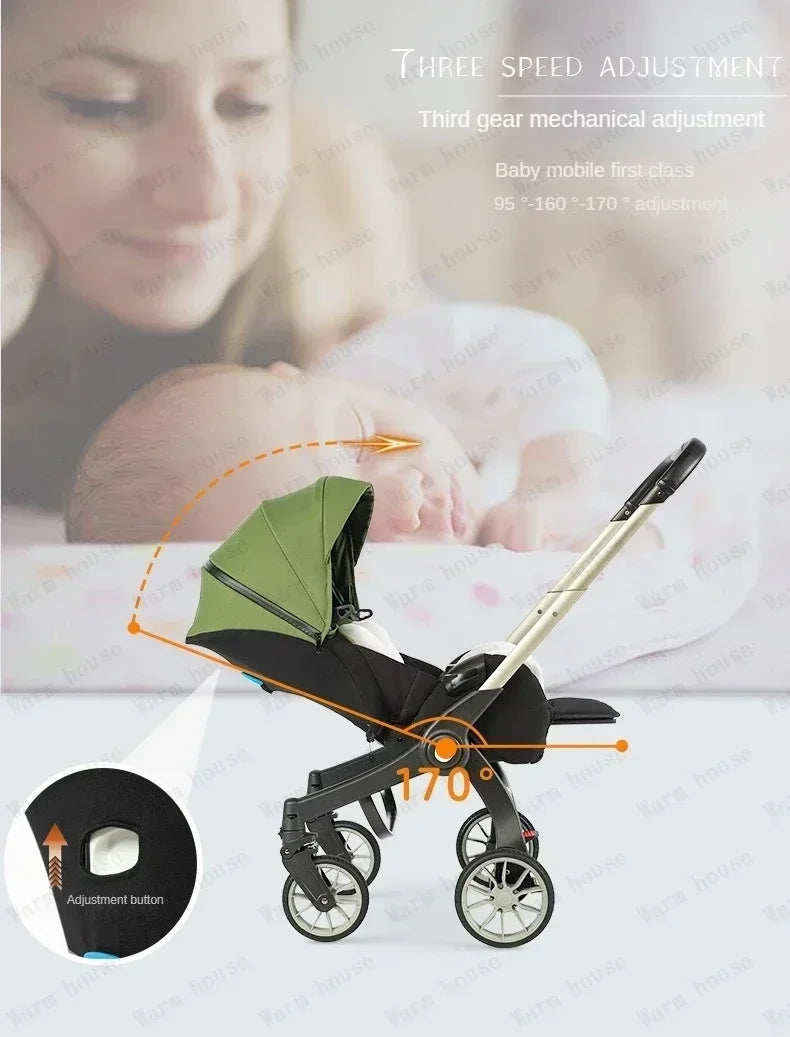 Poussette 4-en-1 multifonctionnelle pliable avec siège auto bébé EU Stock