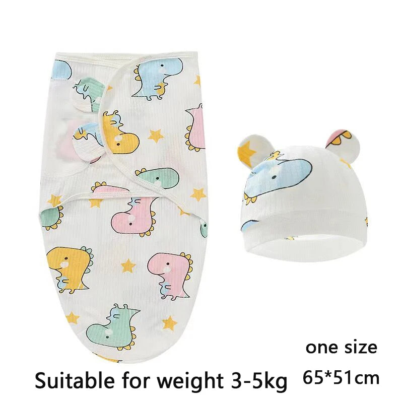 Ensemble couverture et bonnet pour nouveau-né en coton 0-6 mois