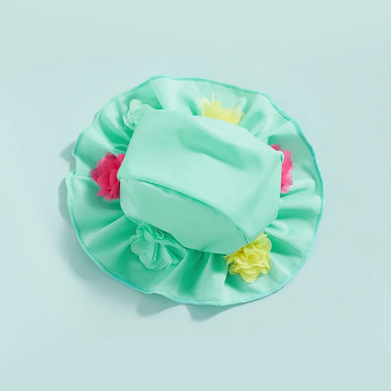 Bikini 3 pièces bébé fille Mybooni — Imprimé fleurs avec chapeau