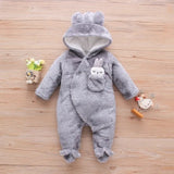 Combinaison bébé automne-hiver peluche chaud - grenouillère cartoon chien/lapin 0-2 ans