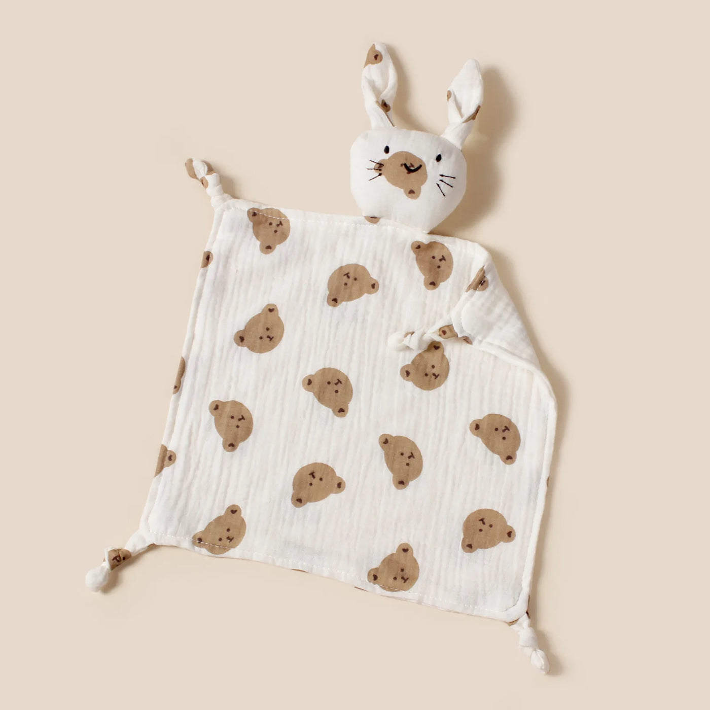 Doudou chat mignon bébé Bouni — Mousseline coton bavoir apaisement sommeil