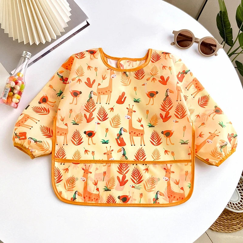 Bavoir tablier imperméable bébé manches longues - smock alimentation enfant plastron bavette vêtement