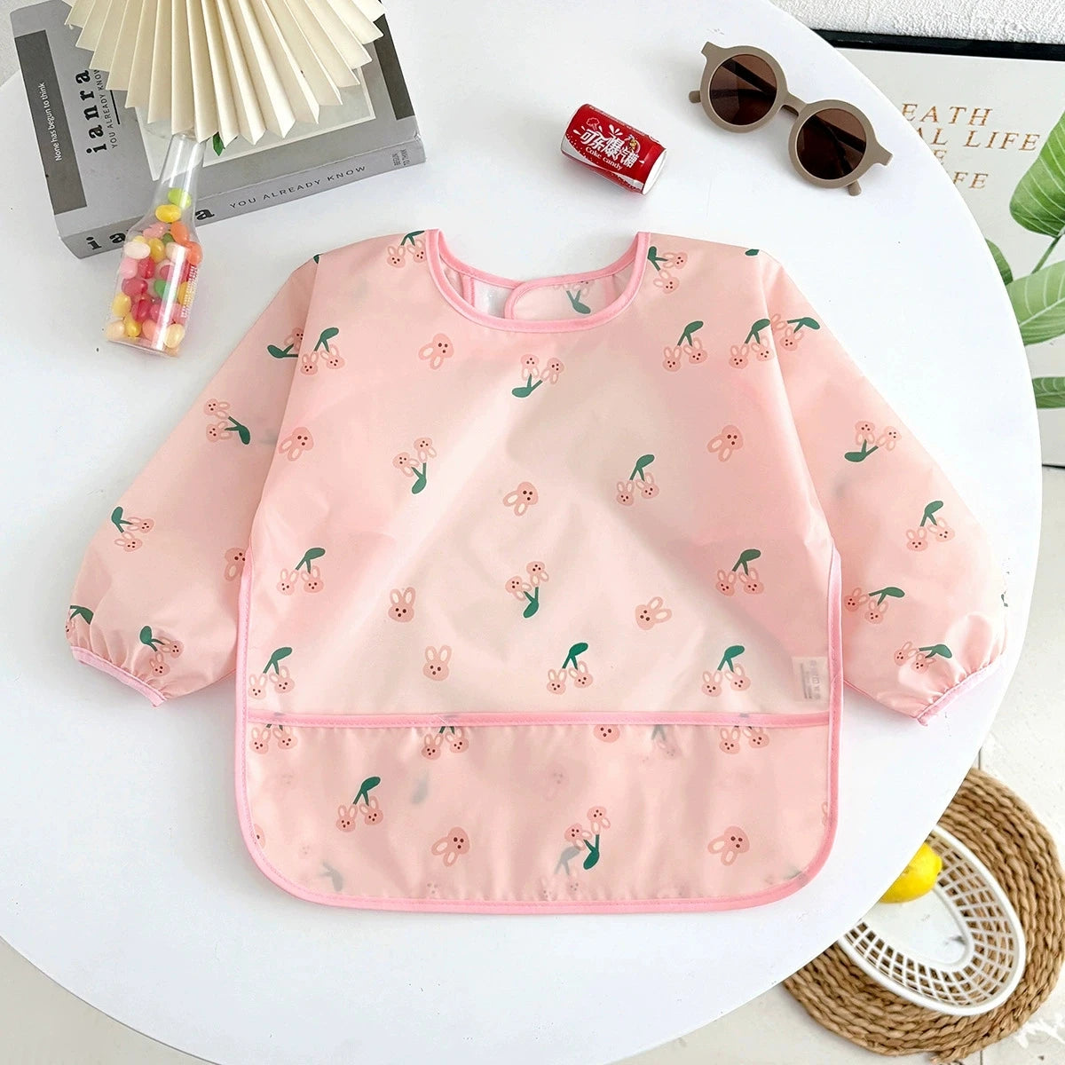 Bavoir tablier imperméable bébé manches longues - smock alimentation enfant plastron bavette vêtement