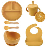 Set vaisselle bébé silicone sans BPA Mybooni — Bol ventouse assiette tasse couverts