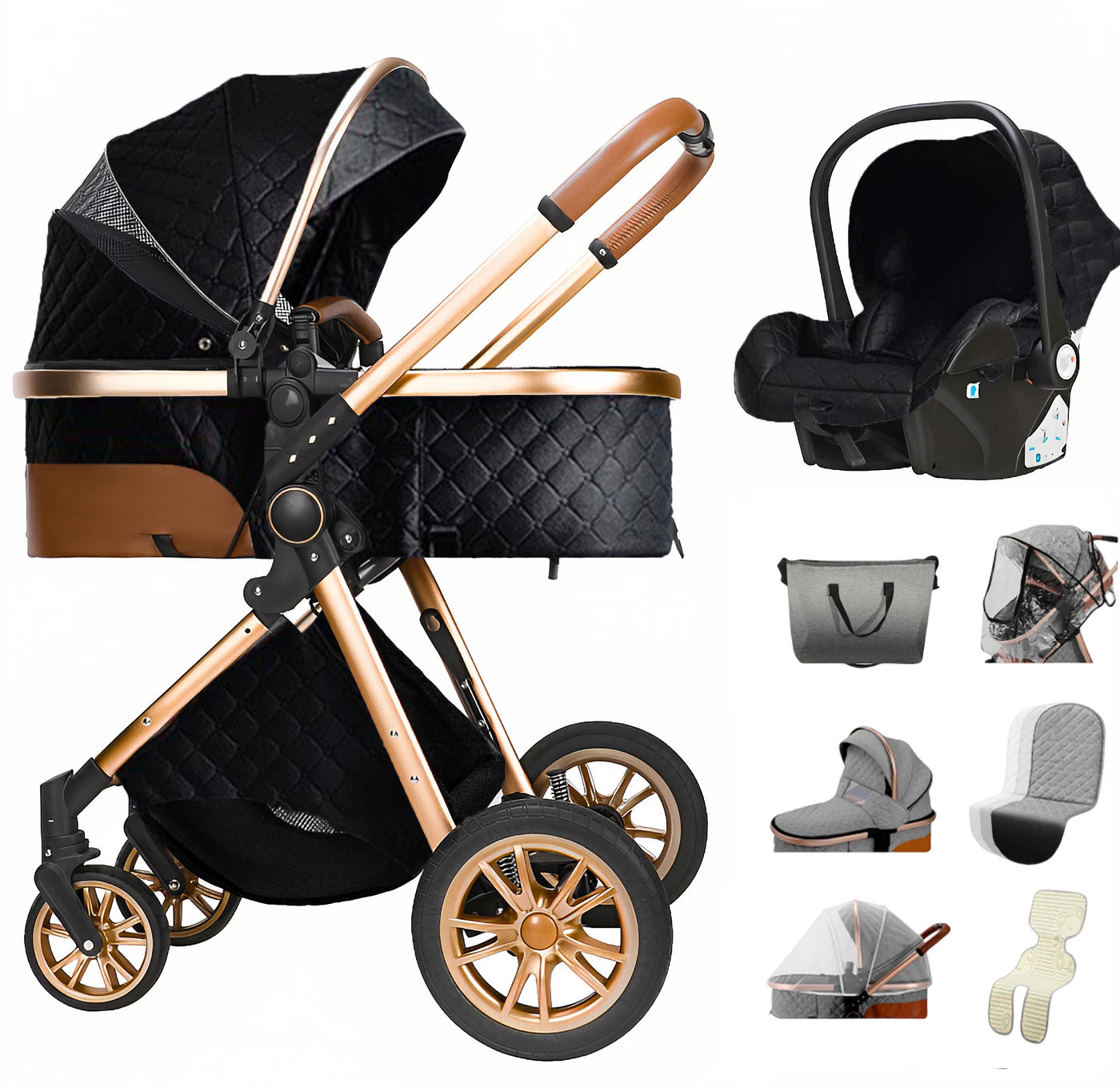 Poussette 3-en-1 pliante multifonctionnelle avec siège de sécurité livraison EU