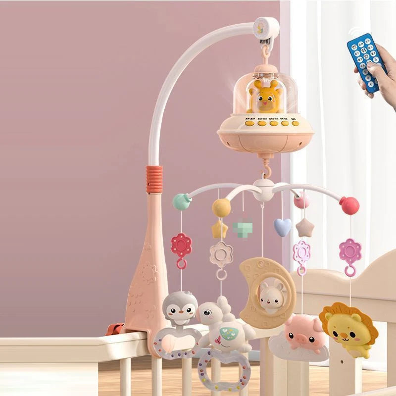 Mobile musical lumineux et projecteur pour lit bébé - télécommande jouet nouveau-né