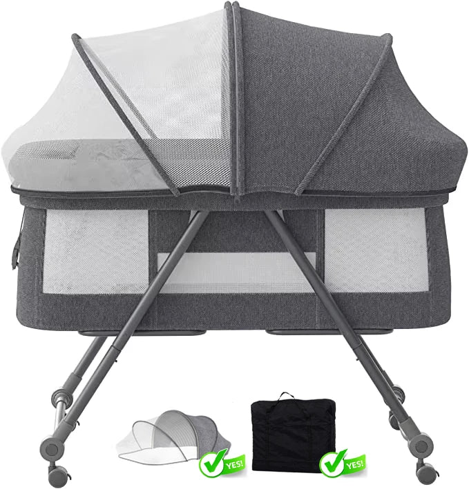 Lit de voyage bébé pliable avec matelas et roulettes silencieuses - cododo XYT-001