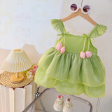 Robe d'anniversaire bébé fille fleur rose - robe gâteau élégante fête 0-2 ans