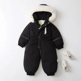 Combinaison ski bébé hiver capuche fourrure - grenouillère coupe-vent épaisse garçon/fille