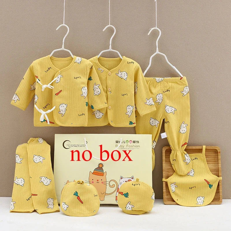 Coffret bébé 7 pièces Bouni — Body cartoon manches longues, pantalon et bonnet