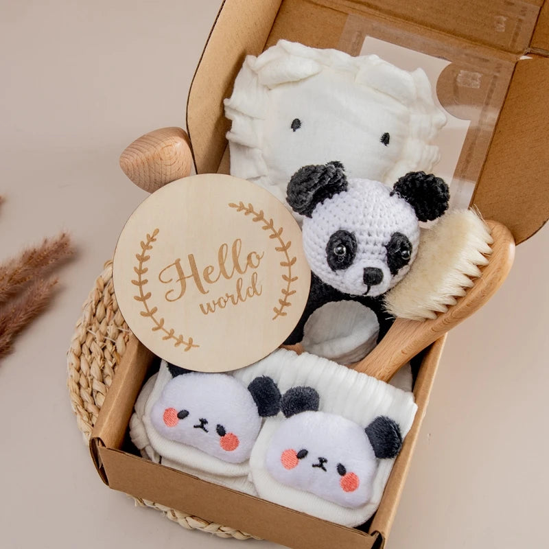 Coffret bain bébé 7 pièces Bouni — Couverture double face et accessoires naissance