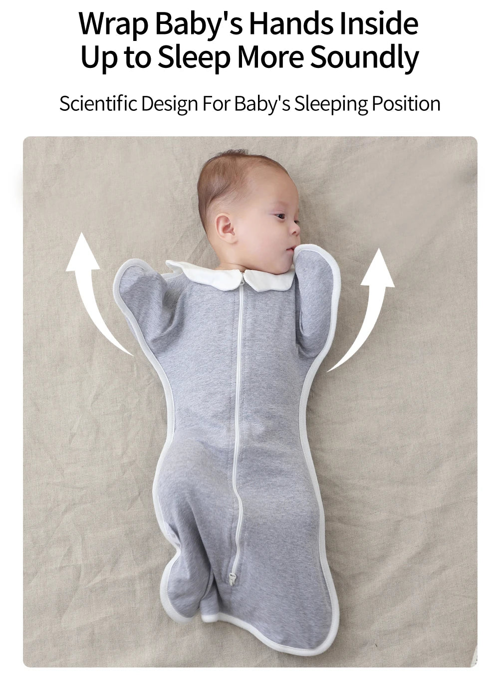 Gigoteuse nouveau-né anti-sursaut mains levées coton - turbulette emmaillotage couverture bébé