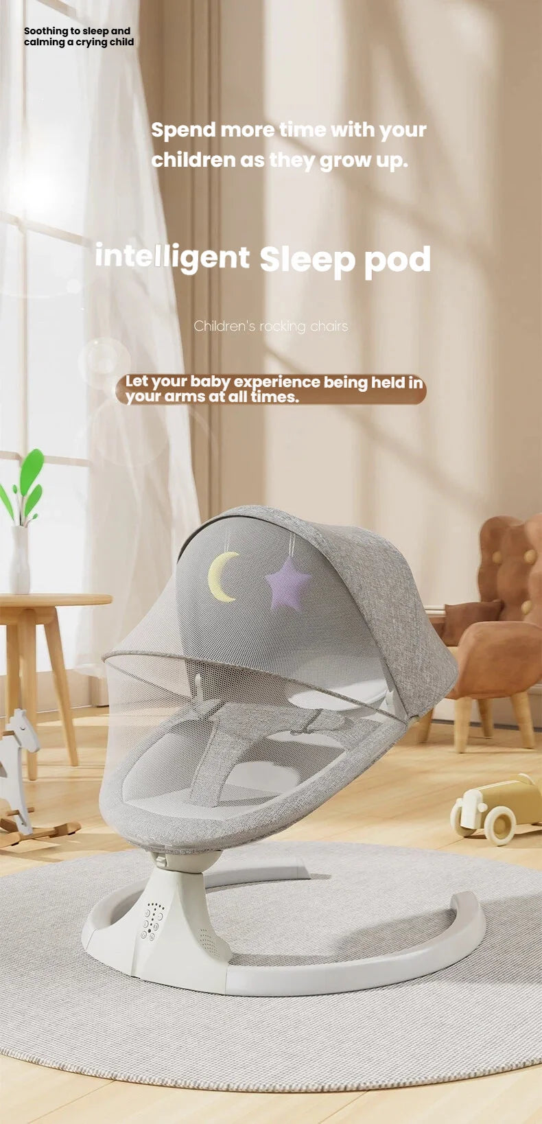 Balancelle bébé électrique automatique - chaise oscillante 5 points avec télécommande