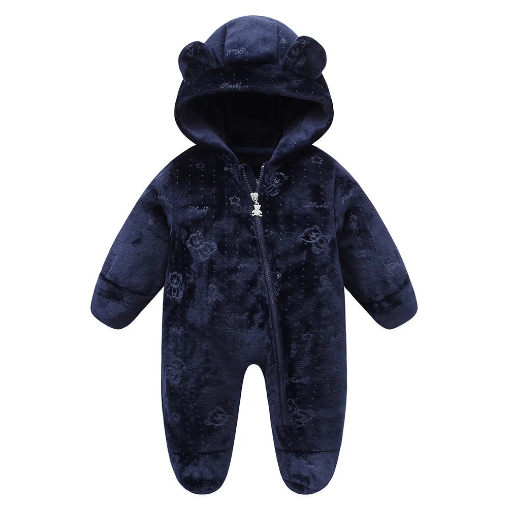 Grenouillère bébé flanelle douce chaude - combinaison imprimée cartoon automne-hiver 0-19 mois