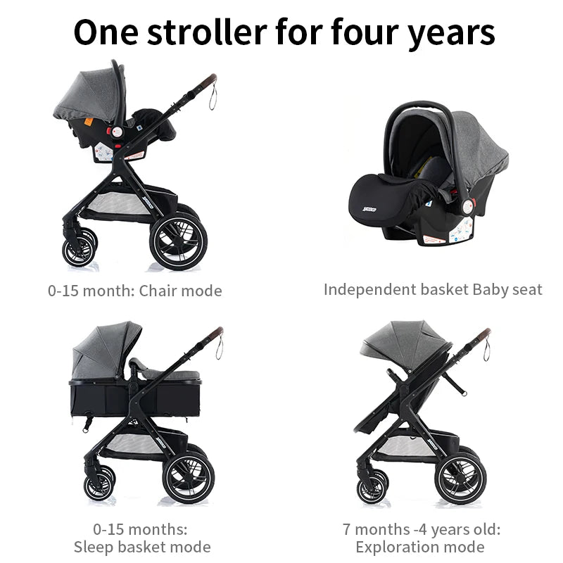 Poussette 3-en-1 multifonction Bouni — Nacelle pliable légère