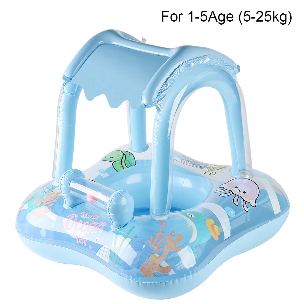 Bouée bébé avec auvent Mybooni | Siège flottant protégé piscine & plage 0-12M