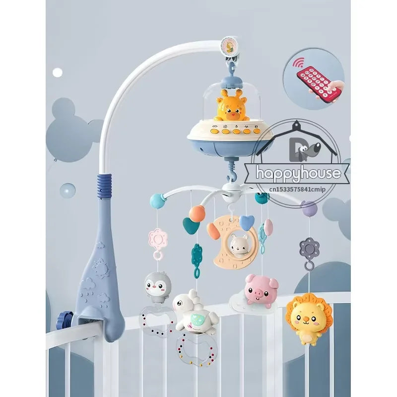 Mobile musical lumineux et projecteur pour lit bébé - télécommande jouet nouveau-né