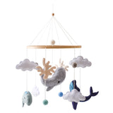 Mobile lit bébé bois feutrine ours cartoon - carillon musical avec support berceau