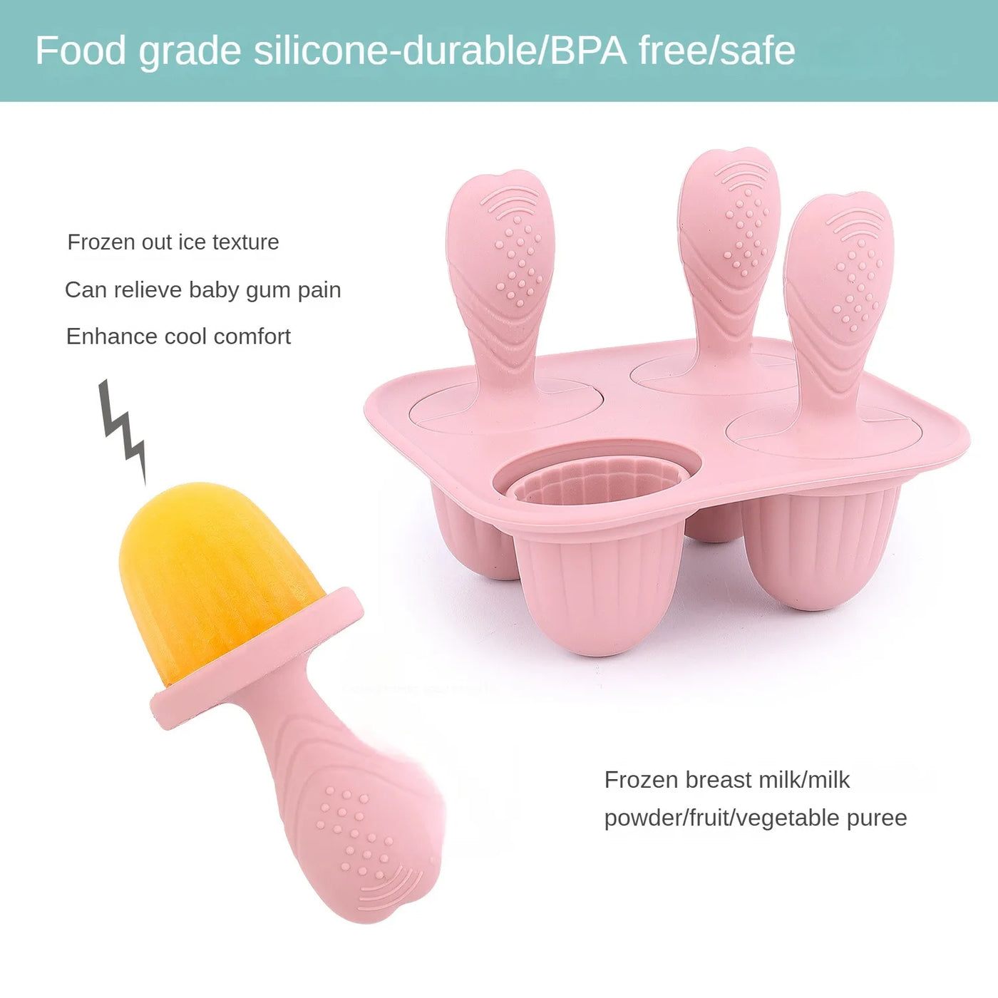 5 anneaux dentition bébé silicone BPA free - porte-aliments fruits légumes forme lapin anti-chute