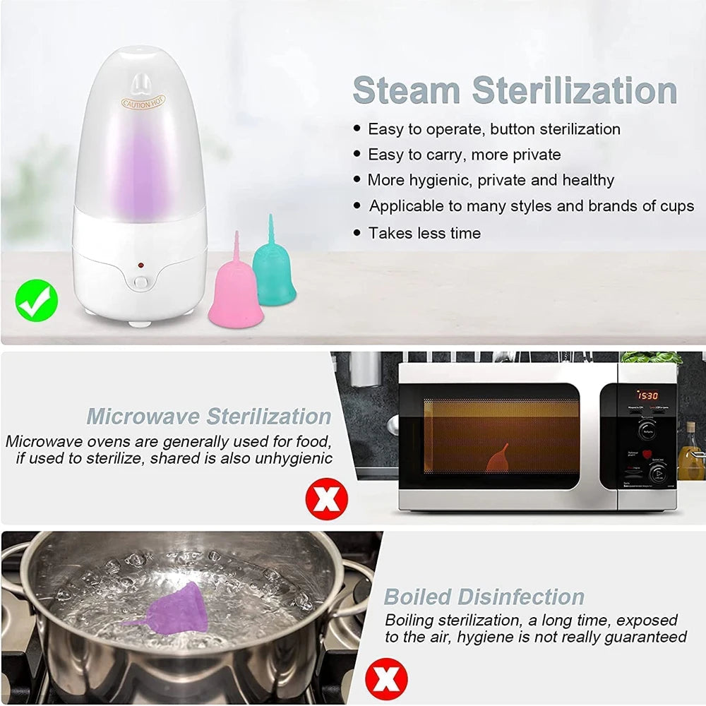 Stérilisateur vapeur portable Mybooni — Tétines et coupes menstruelles